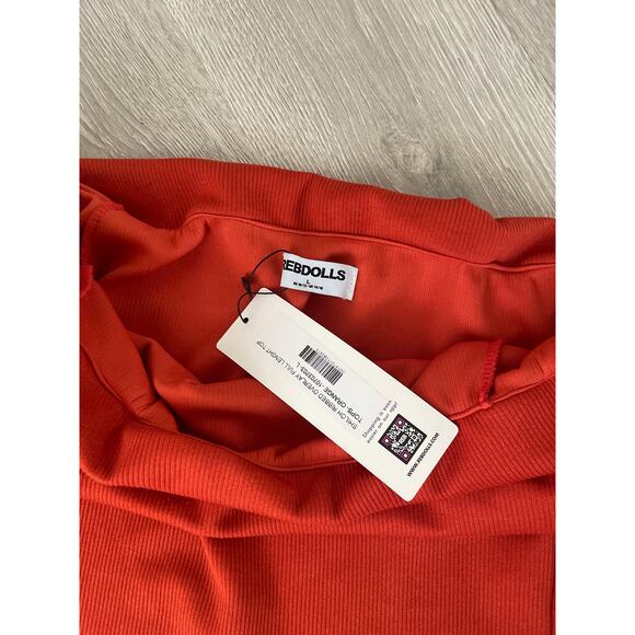 Rebdolls Shiloh Ribbed Off Shoulder Top Large Orange Long Sleeve - Picture 4 of 6
